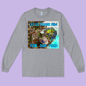 Let Us Thank Hım For Our Food Long Sleeve Tee Designed By Tumblerdesignbyshophia