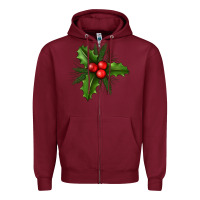 Burgundy Mistletoe Zipper Hoodie - BundleAndBundleShop
