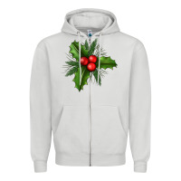 Dove Grey Mistletoe Zipper Hoodie - BundleAndBundleShop