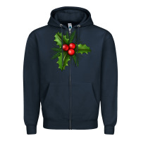 Navy Mistletoe Zipper Hoodie - BundleAndBundleShop