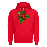Red Mistletoe Zipper Hoodie - BundleAndBundleShop