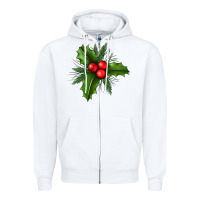 White Mistletoe Zipper Hoodie - BundleAndBundleShop