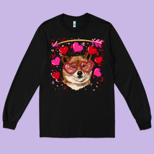 Valentine's Shiba Inu Long Sleeve Tee Designed By Ranaportraitstore