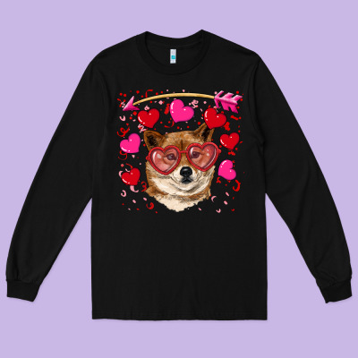 Valentine's Shiba Inu Long Sleeve Tee Designed By Ranaportraitstore
