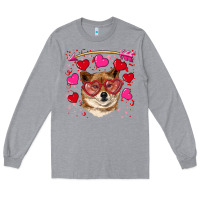 Heather Grey valentine's shiba inu Long Sleeve Tee - RanaPortraitStore