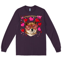 Plum valentine's shiba inu Long Sleeve Tee - RanaPortraitStore
