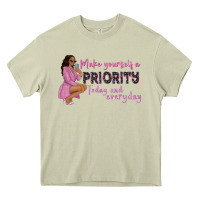 Mossy make yourself a priority today and everyday afro w Heavy Core Tee - NancyCooperArtShop
