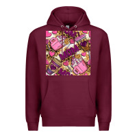 Burgundy mom coffee cups with leopard seamless pattern bbs Premium Hoodie - BundleAndBundleShop