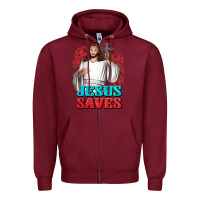 Burgundy Jesus Saves Zipper Hoodie - BundleAndBundleShop