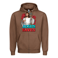 Chestnut Jesus Saves Zipper Hoodie - BundleAndBundleShop