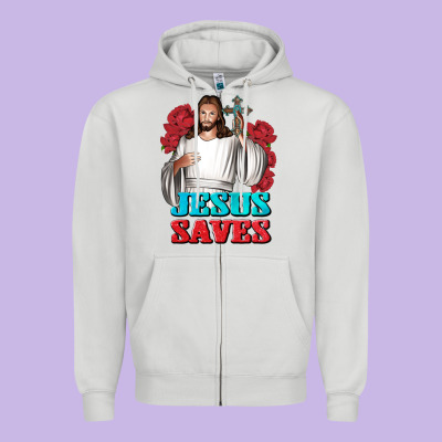 Jesus Saves Zipper Hoodie Designed By Bundleandbundleshop