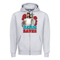 Heather Grey Jesus Saves Zipper Hoodie - BundleAndBundleShop