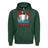 Sports Green Jesus Saves Zipper Hoodie - BundleAndBundleShop