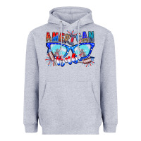 Heather Grey American babe Heavyweight Hoodie - CowhideDigitalArt