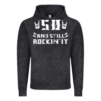 50 Birthday Rock Whitw Vintage Hoodie | Teevron