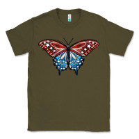 Army Green Patriotic American Butterfly Classic Tee - LillyAllenDesigns