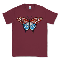 Burgundy Patriotic American Butterfly Classic Tee - LillyAllenDesigns