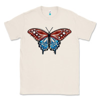 Natural Patriotic American Butterfly Classic Tee - LillyAllenDesigns