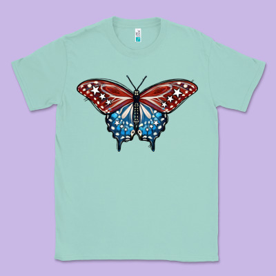 Patriotic American Butterfly Classic Tee Designed By Lillyallendesigns