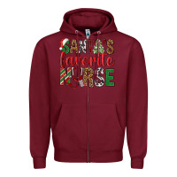 Burgundy Santa's Favorite Nurse Zipper Hoodie - BundleAndBundleShop