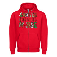 Red Santa's Favorite Nurse Zipper Hoodie - BundleAndBundleShop