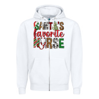 White Santa's Favorite Nurse Zipper Hoodie - BundleAndBundleShop