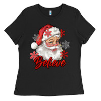 Black santa believe Ladies Tee - RanaPortraitStore