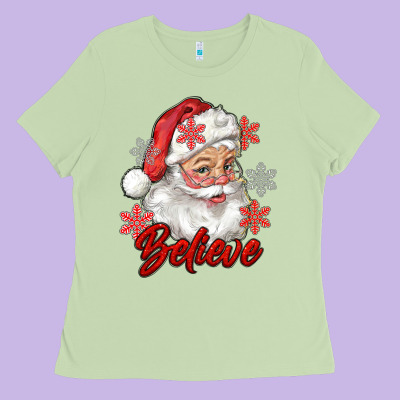 Santa Believe Ladies Tee Designed By Ranaportraitstore