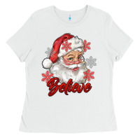 White santa believe Ladies Tee - RanaPortraitStore