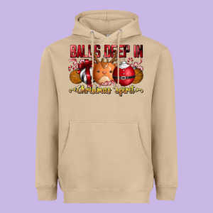 Balls Deep In Christmas Spirit Heavyweight Hoodie Designed By Cowhidedigitalart