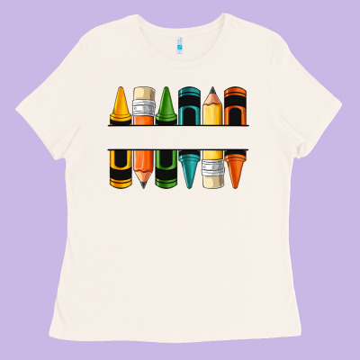 Custom Crayons With Pencil Ladies Tee Designed By Nancycooperartshop