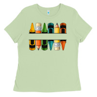 Matcha custom crayons with pencil Ladies Tee - NancyCooperArtShop