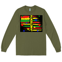 Army Green juneteenth american flag Long Sleeve Tee - TumblerDesignByShophia