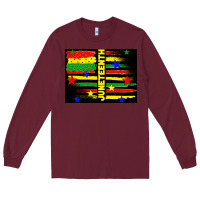 Burgundy juneteenth american flag Long Sleeve Tee - TumblerDesignByShophia
