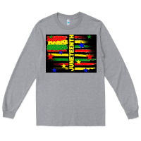 Heather Grey juneteenth american flag Long Sleeve Tee - TumblerDesignByShophia