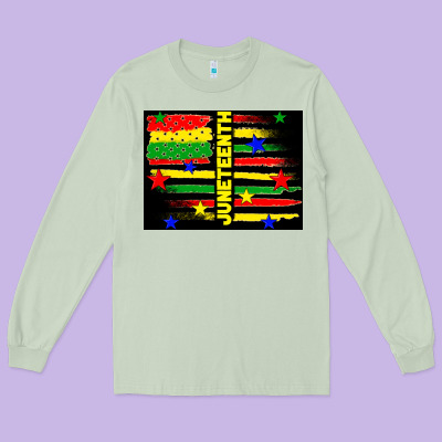 Juneteenth American Flag Long Sleeve Tee Designed By Tumblerdesignbyshophia