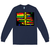 Navy juneteenth american flag Long Sleeve Tee - TumblerDesignByShophia