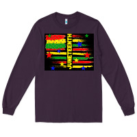 Plum juneteenth american flag Long Sleeve Tee - TumblerDesignByShophia