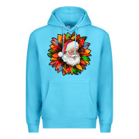 Ocean Blue santa claus with sunflower christmas bbs Premium Hoodie - BundleAndBundleShop