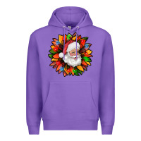 Purple santa claus with sunflower christmas bbs Premium Hoodie - BundleAndBundleShop