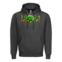 Charcoal Heather Western Mom With Shamrocks Zipper Hoodie - BundleAndBundleShop
