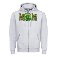 Heather Grey Western Mom With Shamrocks Zipper Hoodie - BundleAndBundleShop