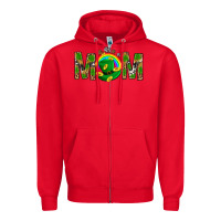 Red Western Mom With Shamrocks Zipper Hoodie - BundleAndBundleShop