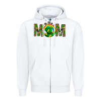 White Western Mom With Shamrocks Zipper Hoodie - BundleAndBundleShop