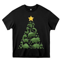 Black dinosaur christmas tree Heavy Core Tee - MaliasSmallBusiness