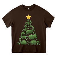 Chocolate Brown dinosaur christmas tree Heavy Core Tee - MaliasSmallBusiness