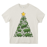 Cream dinosaur christmas tree Heavy Core Tee - MaliasSmallBusiness