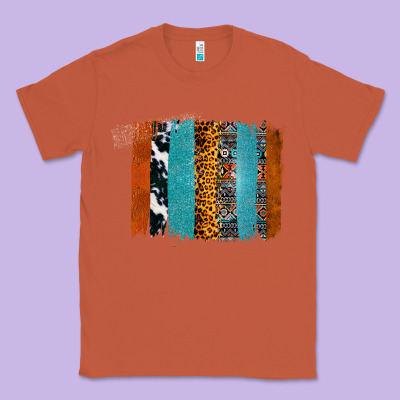 Western Leopard Glitter Aztec Cowhide Pattern Brushstroke Classic Tee Designed By Bettercallsaul