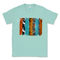 Seafoam Western Leopard Glitter Aztec Cowhide Pattern Brushstroke Classic Tee - Bettercallsaul