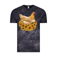 Cloud Black chicken with sunflowers Vintage Tee - RanaPortraitStore